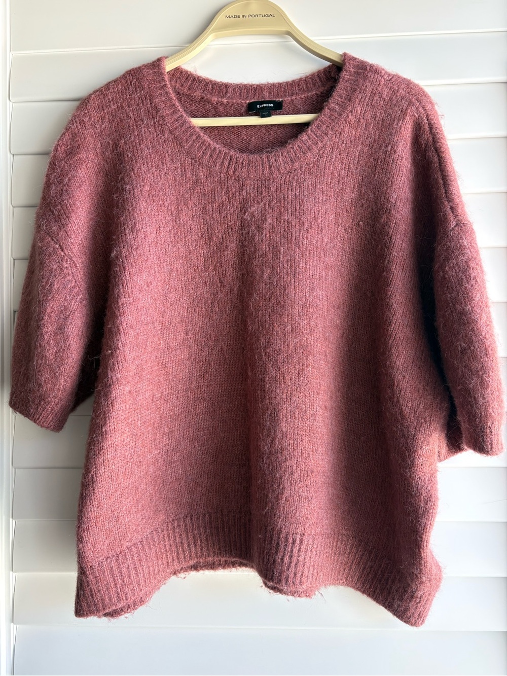 Express Dusty Rose Crewneck Mohair-Blend Sweater